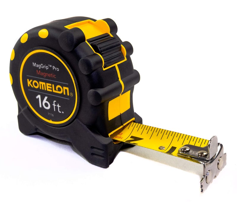 Komelon 7116; 16' x 1" Magnetic MagGrip Pro Tape Measure, Yellow/Black, 16ft - Blade - Image 1